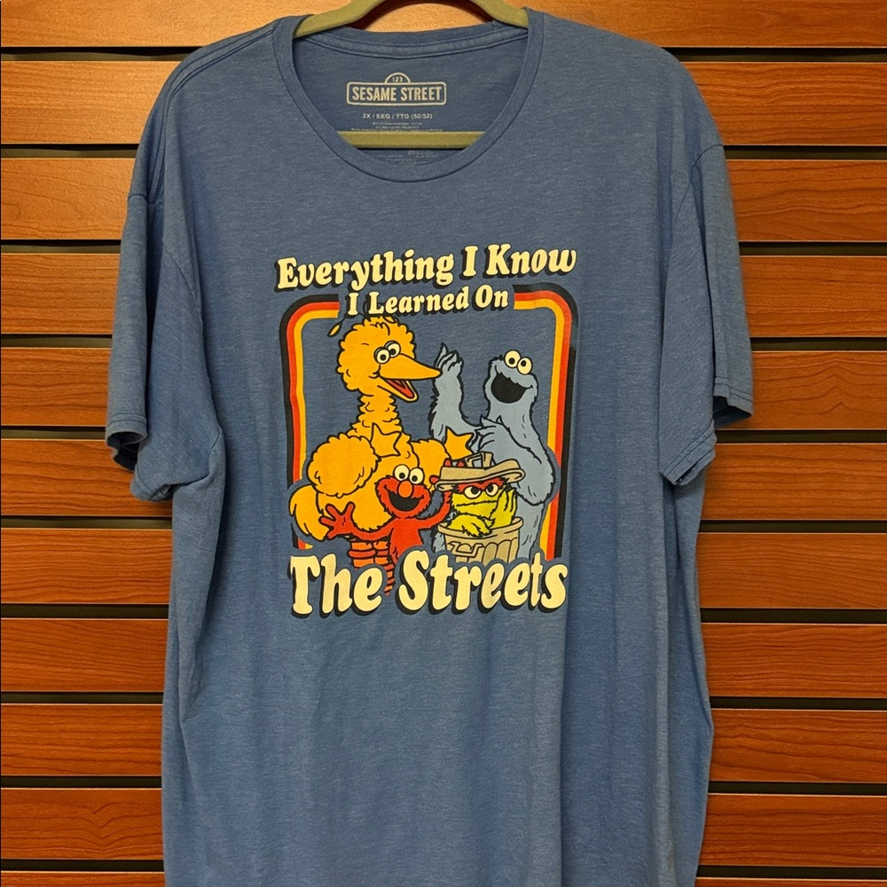 Sesame Street Blue Tee with Character Print